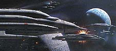 Rebel Cruisers in Battle at Death Star